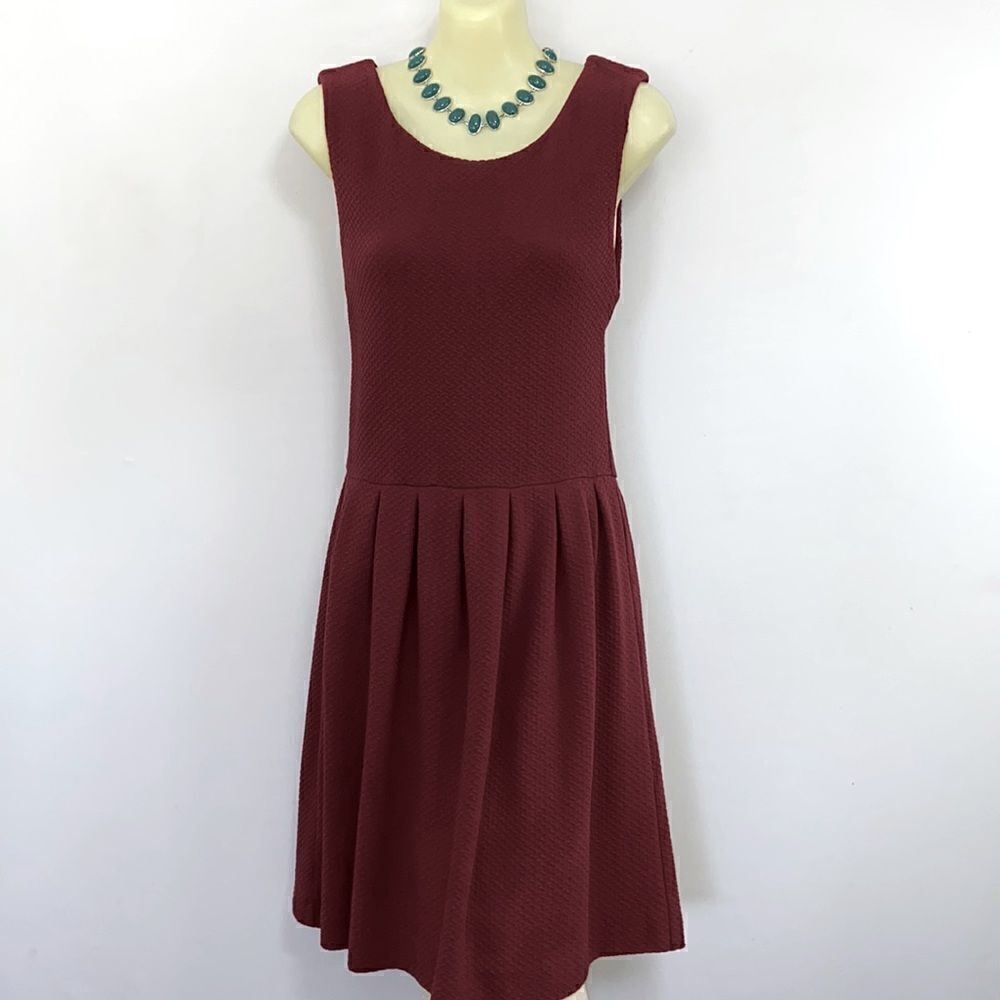 Anthropologie Ganni Dress “Noon&Night” Cranberry Fit&Flare Sz Med NWOT